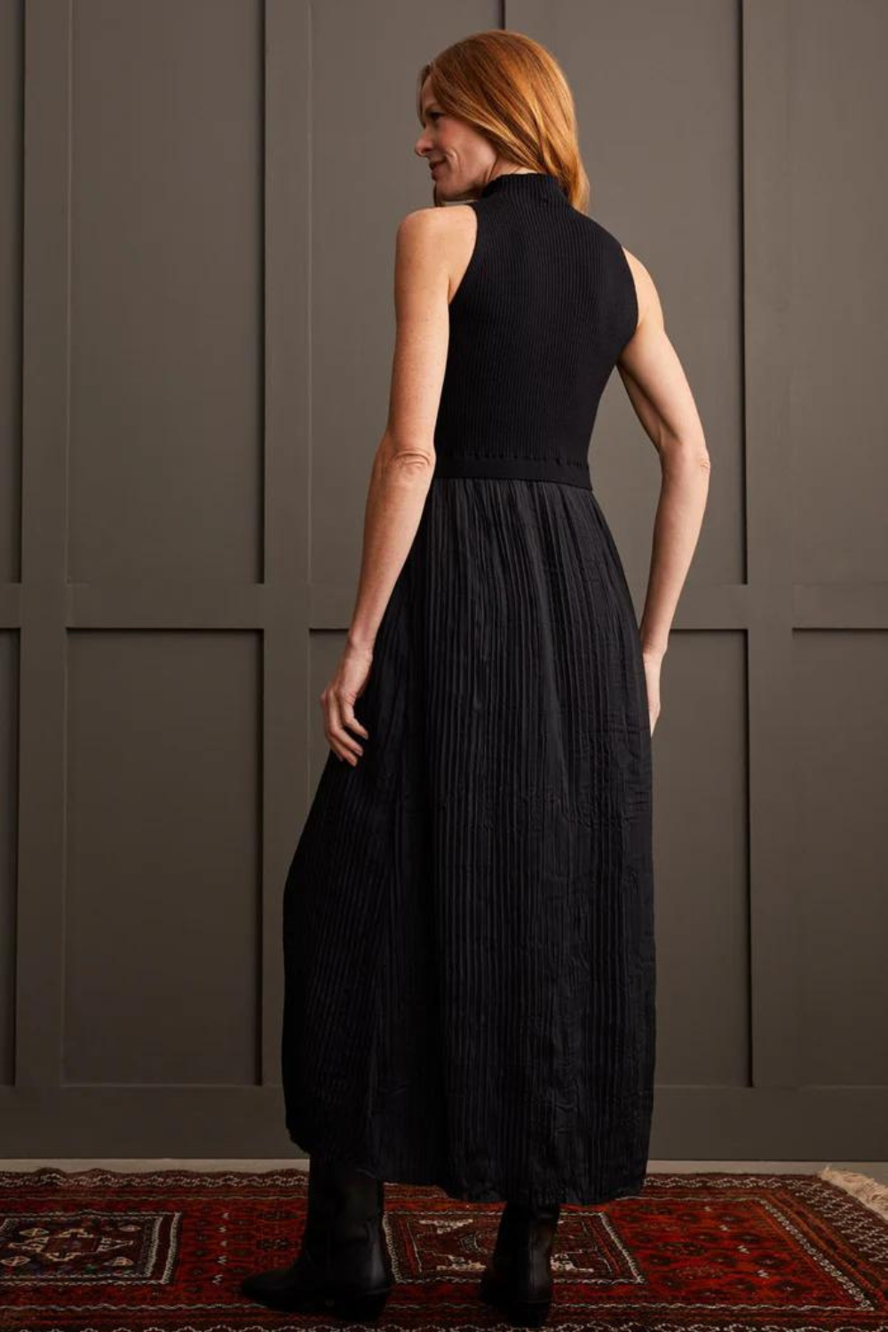 Tribal Sleeveless Twofer Maxi Dress - Black