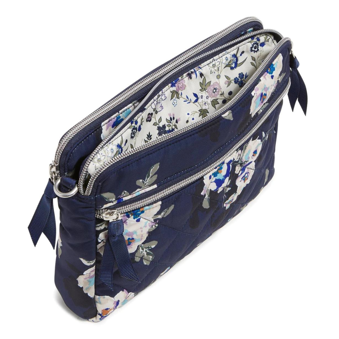 Vera Bradley Triple Compartment Crossbody: Blooms & Branches Navy