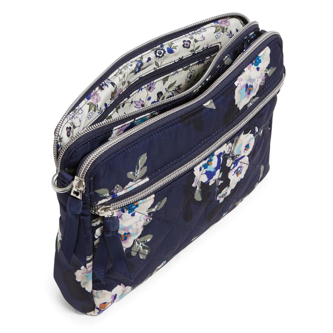 Vera Bradley Triple Compartment Crossbody: Blooms & Branches Navy