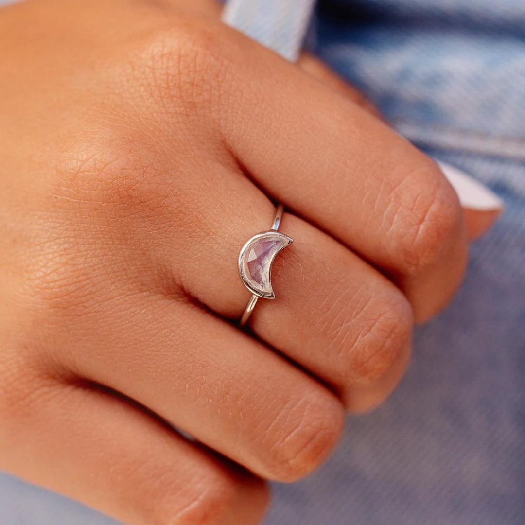 Pura Vida Moonstone Moon Ring - Silver - The Cottage