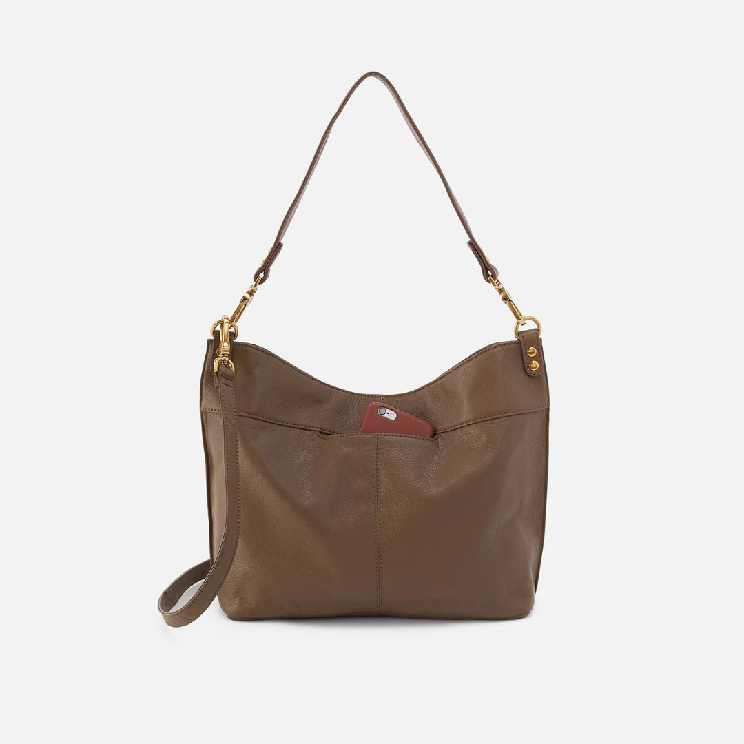 Hobo Pier Shoulder Bag Pebbled Leather - Dark Elm