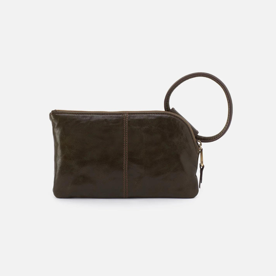 Hobo Sable Clutch Polished Leather - Deep Moss