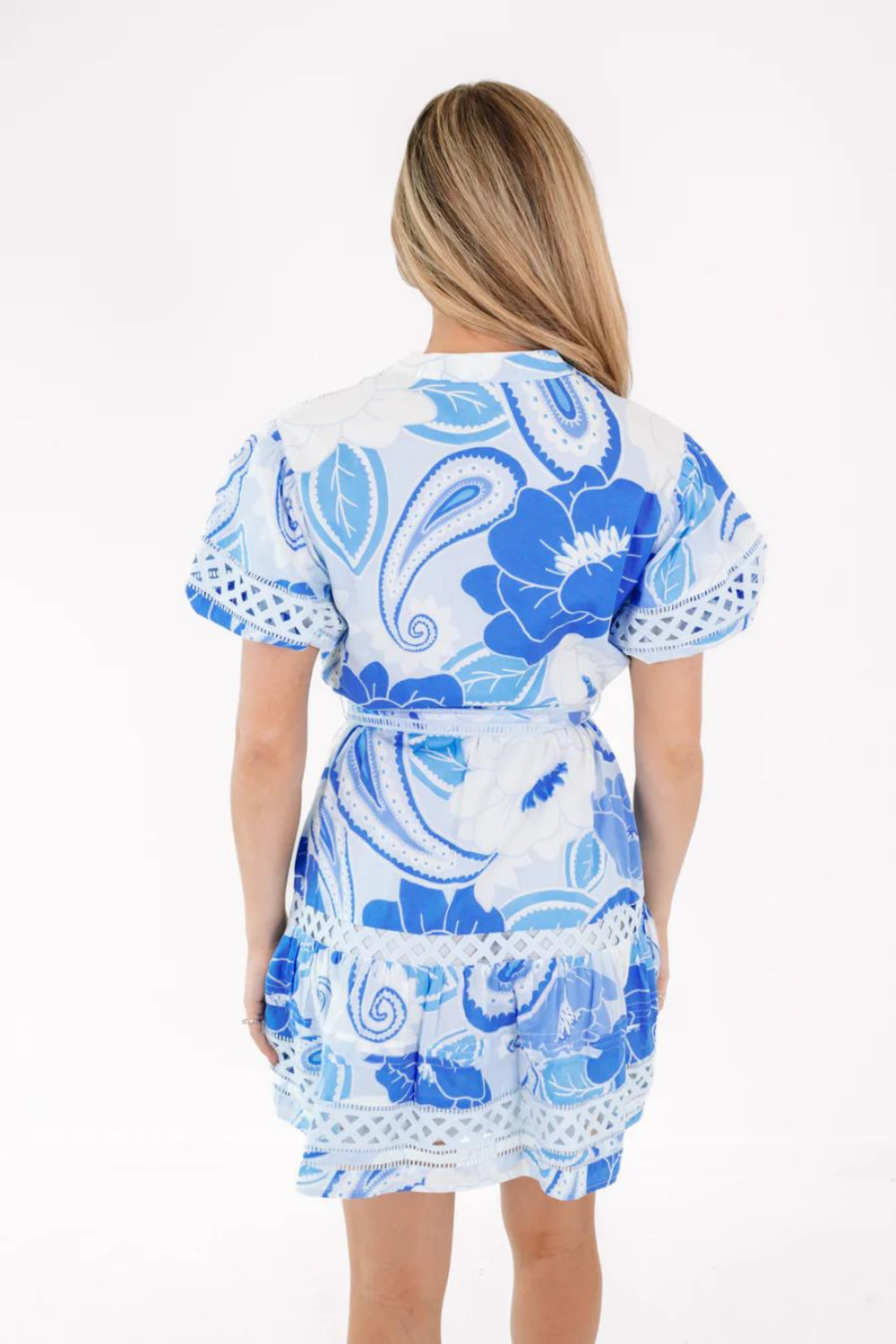 J. Marie Delayney Tie Dress - Blue & White