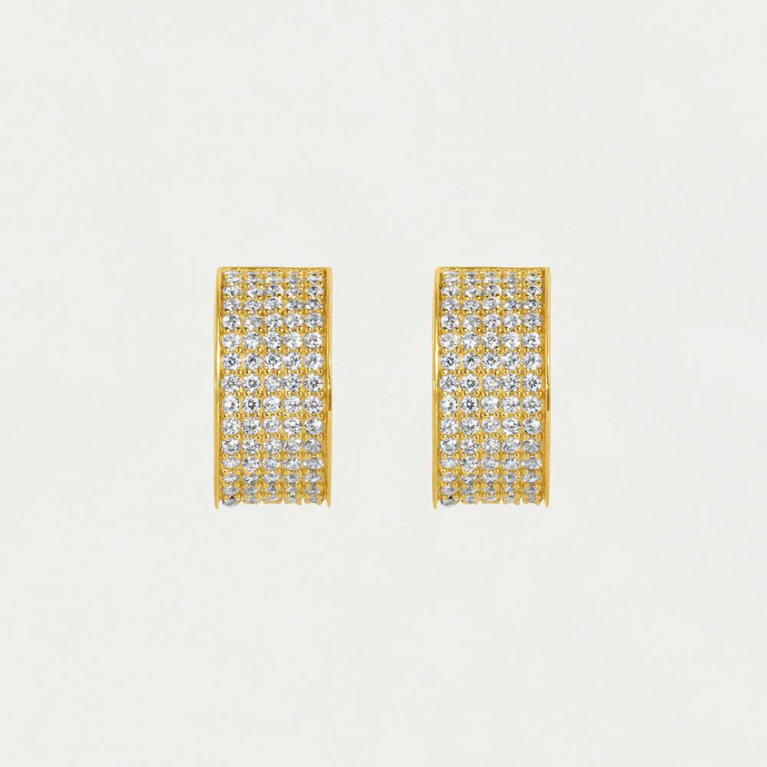 Dean Davidson Petit Pave Thick Huggie Hoops - White Topaz/Gold