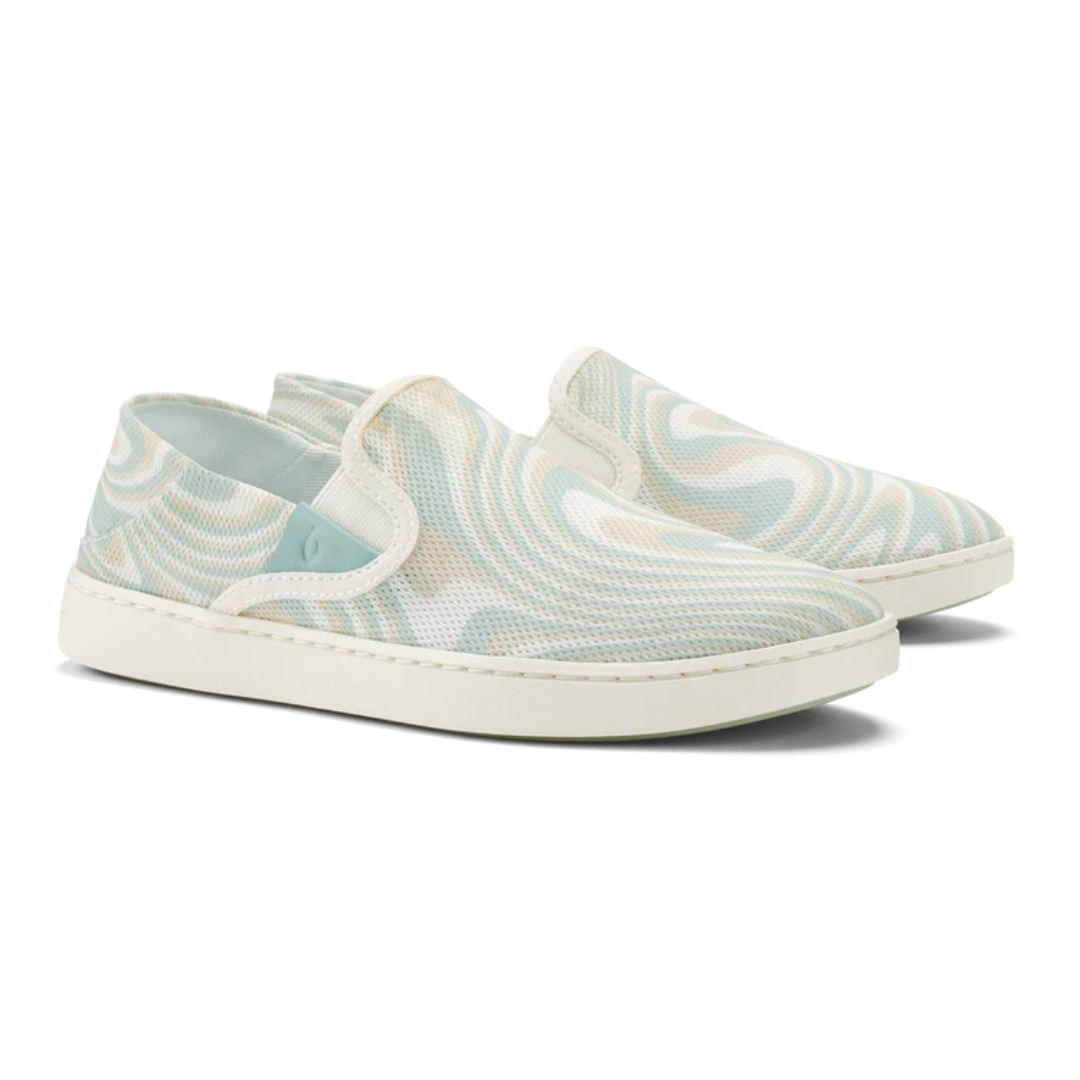 Olukai Pehuea Slip Ons - Bright White/Swirl