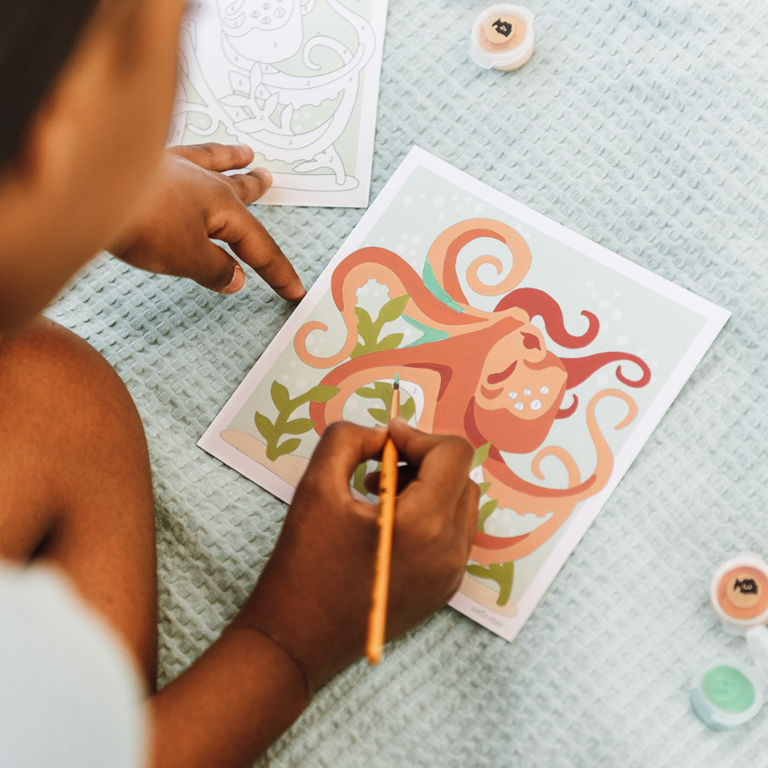 Elle Crée Kid's Mini Paint-by-Number Kit - Optimistic Octopus