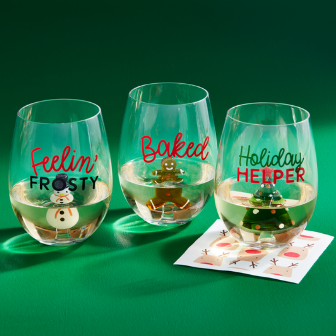 Mud Pie Christmas Icon Wine Glass