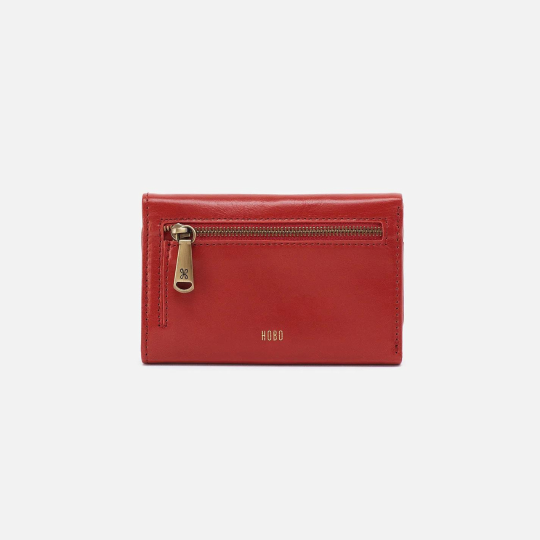 Hobo Jill Trifold Wallet Polished Leather - Brick