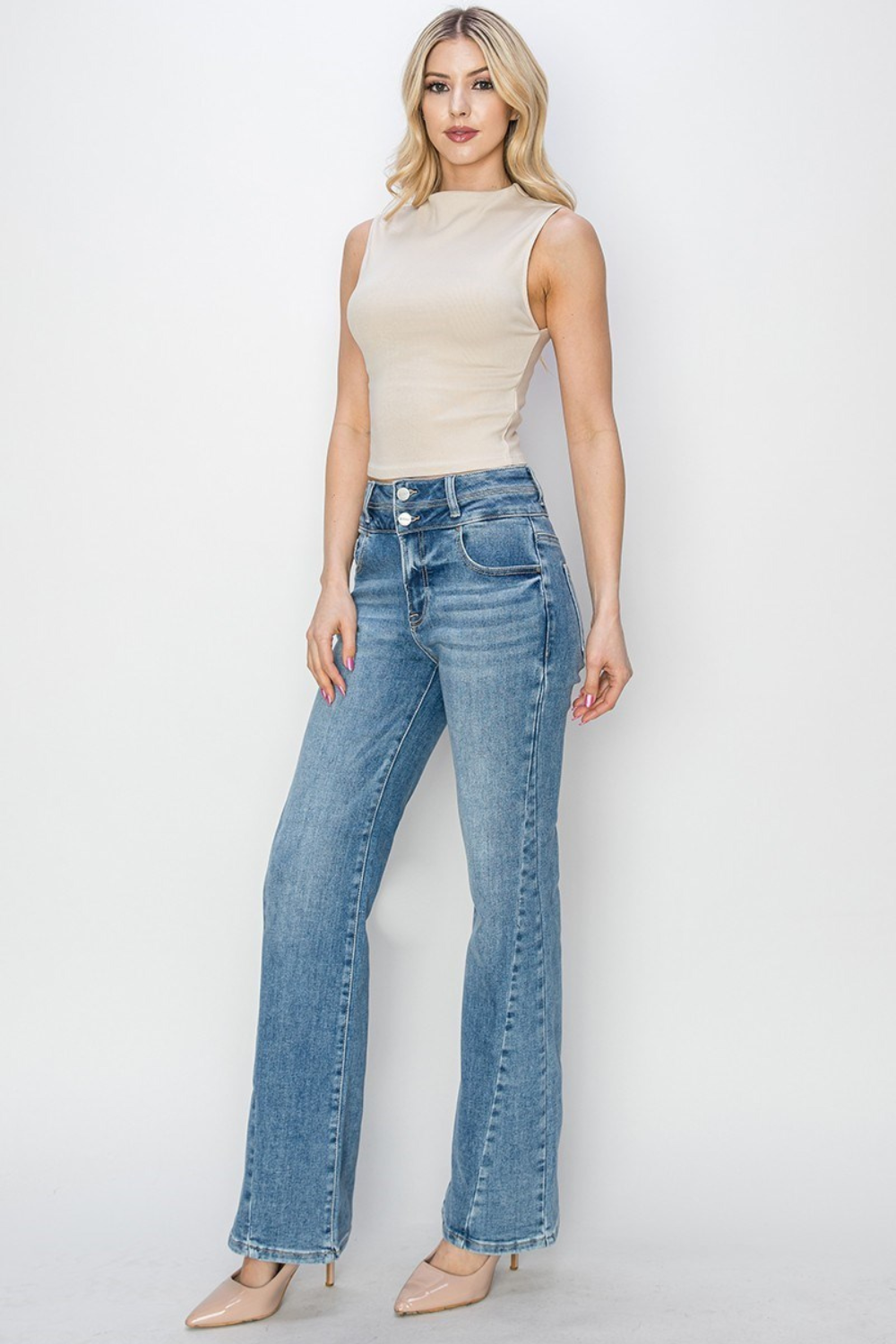 Risen High Rise Ankle Straight Jeans