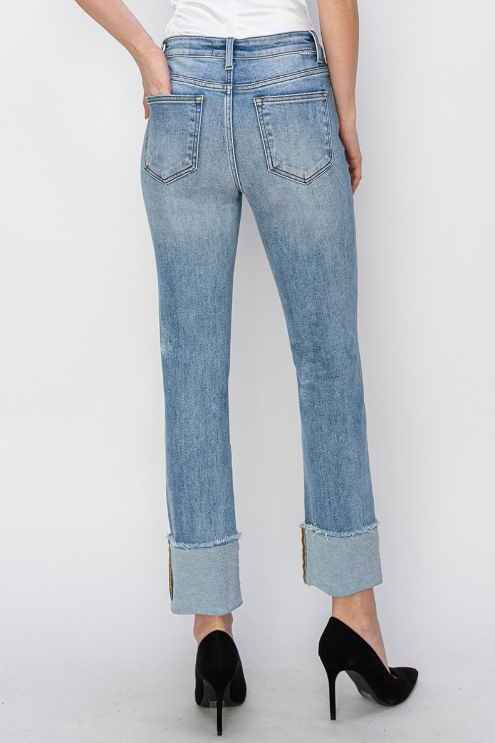 Risen High Rise Cuffed Slim Straight Leg Jeans