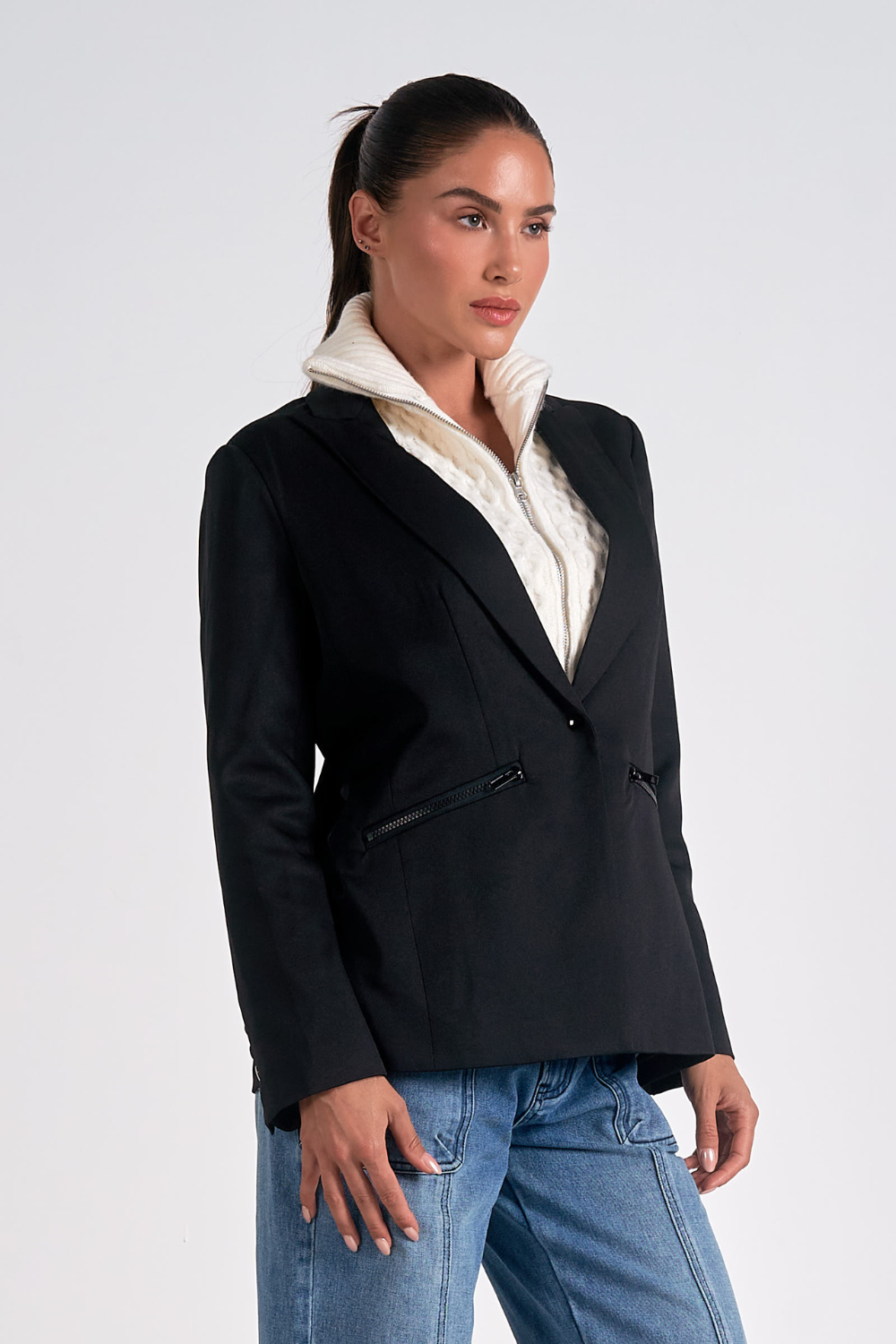 Elan Blazer With Faux Hoodie