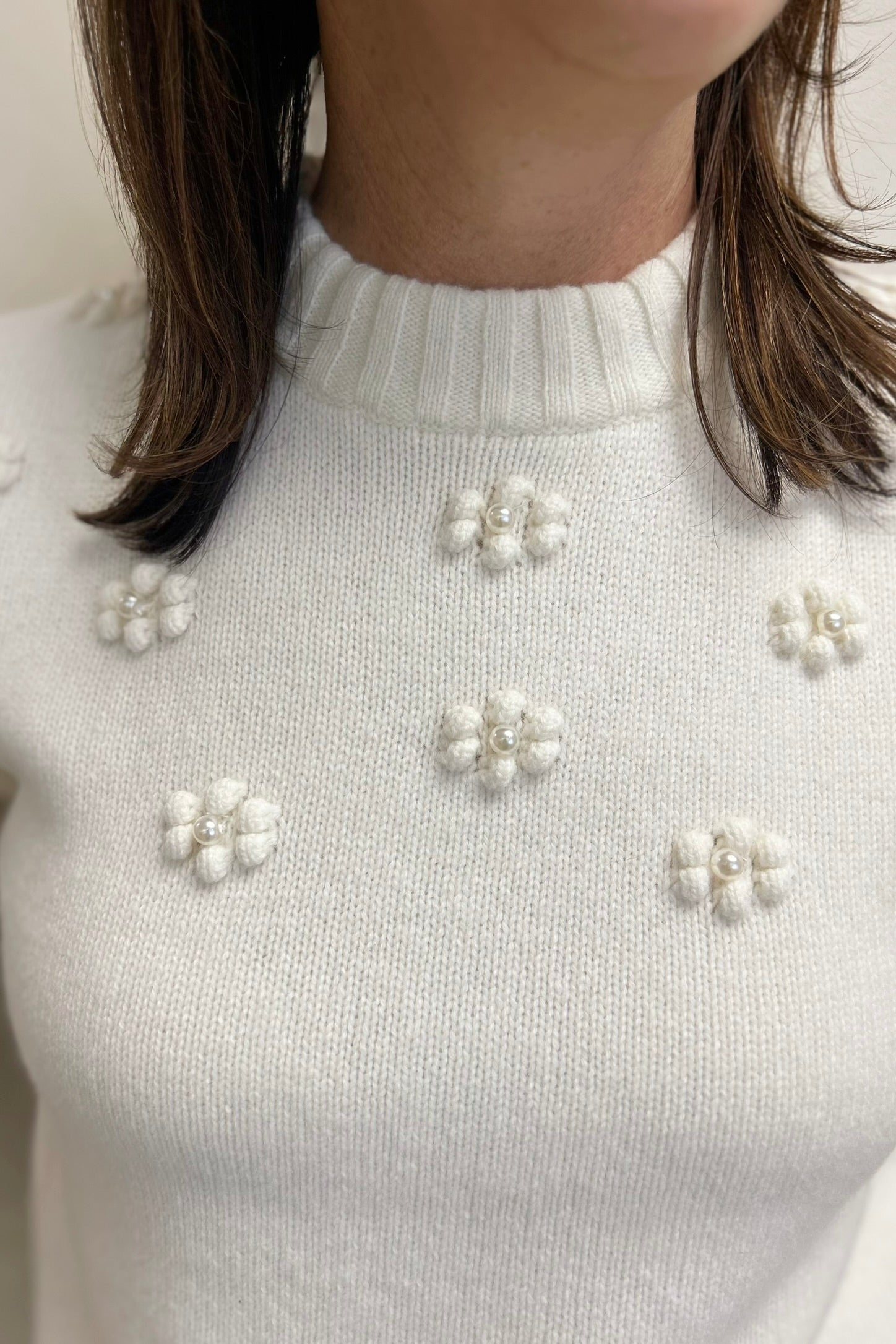 Alashan Pearl Bobble Cluster Crew Neck