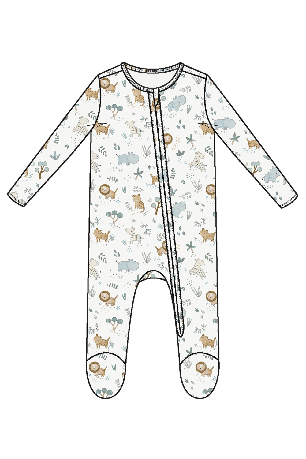 Angel Dear Delicate Safari 2 Way Zip Footie