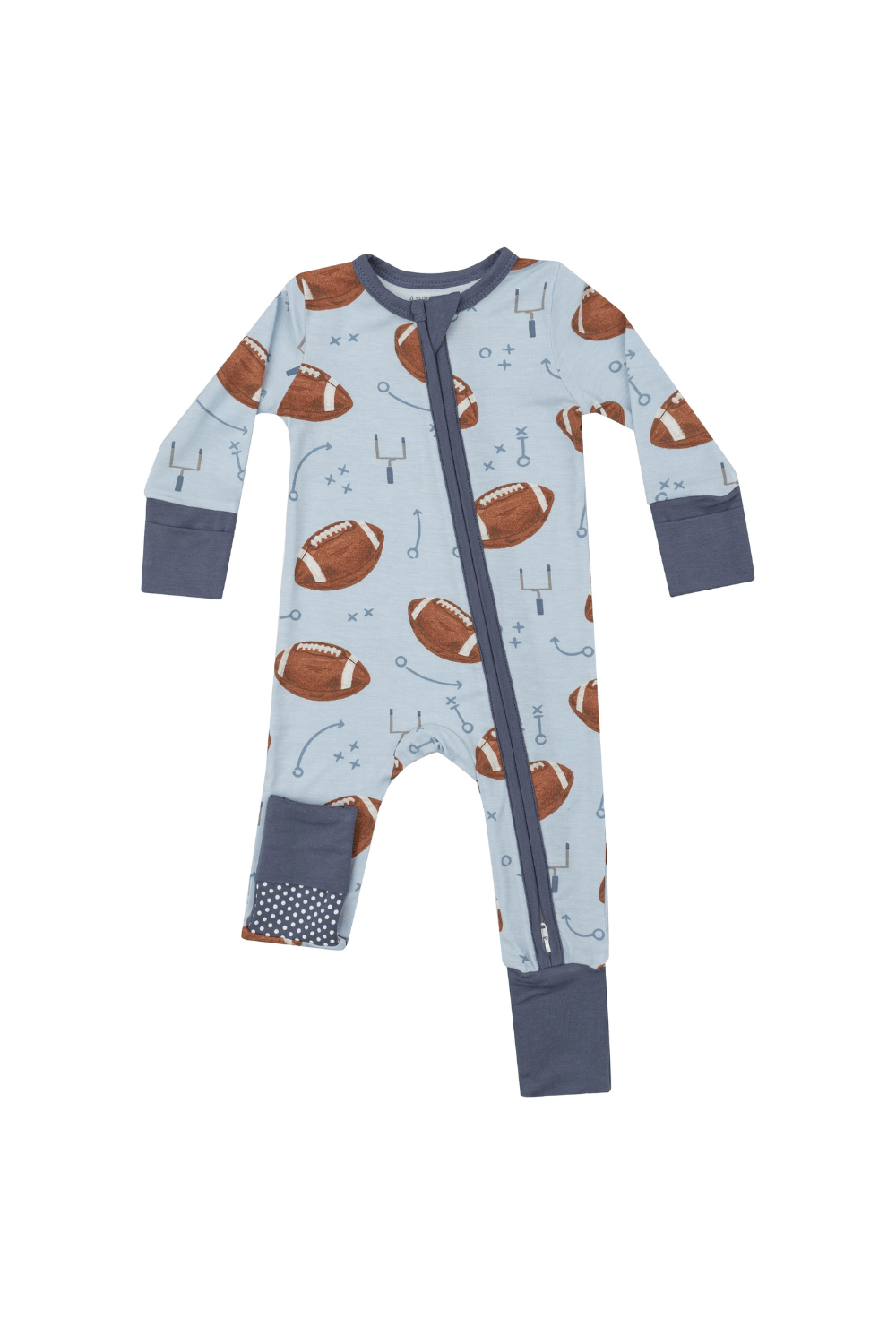 Angel Dear Footballs Blue 2 Way Zipper Romper