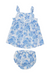 Angel Dear Ruffle Sleeve Sundress Set - Roses in Blue - The Cottage