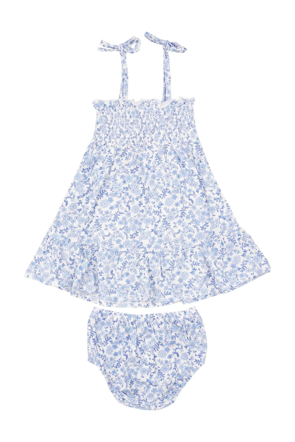 Angel Dear Smocked Sundress Set - Blue Calico Floral - The Cottage