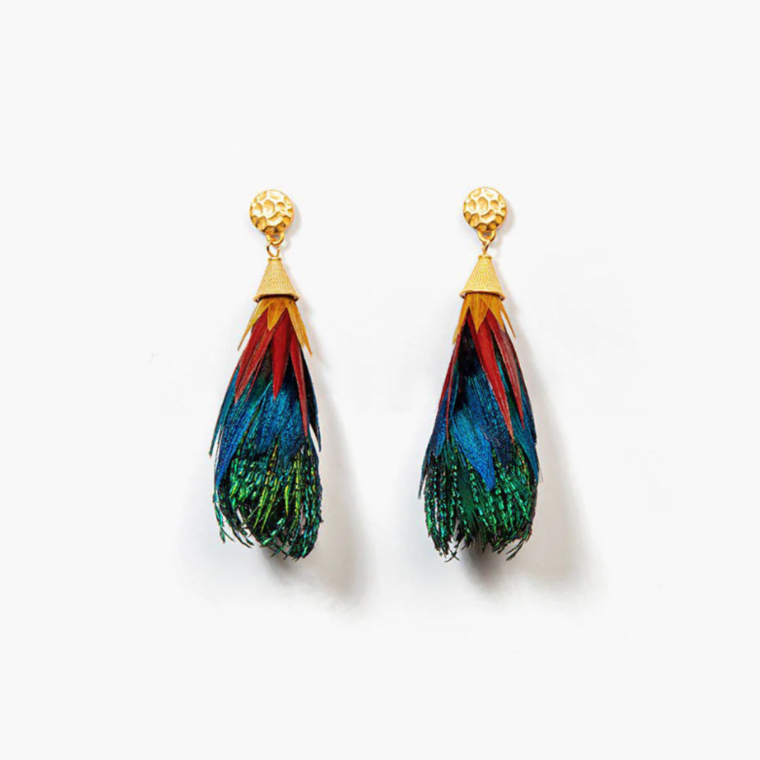 Brackish Leigh Statement Earrings - Pheasant & Peacock