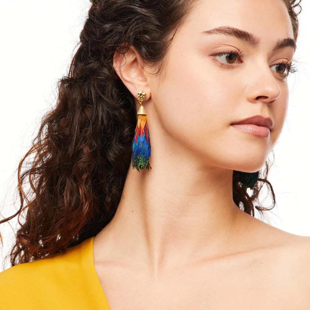 Brackish Leigh Statement Earrings - Pheasant & Peacock