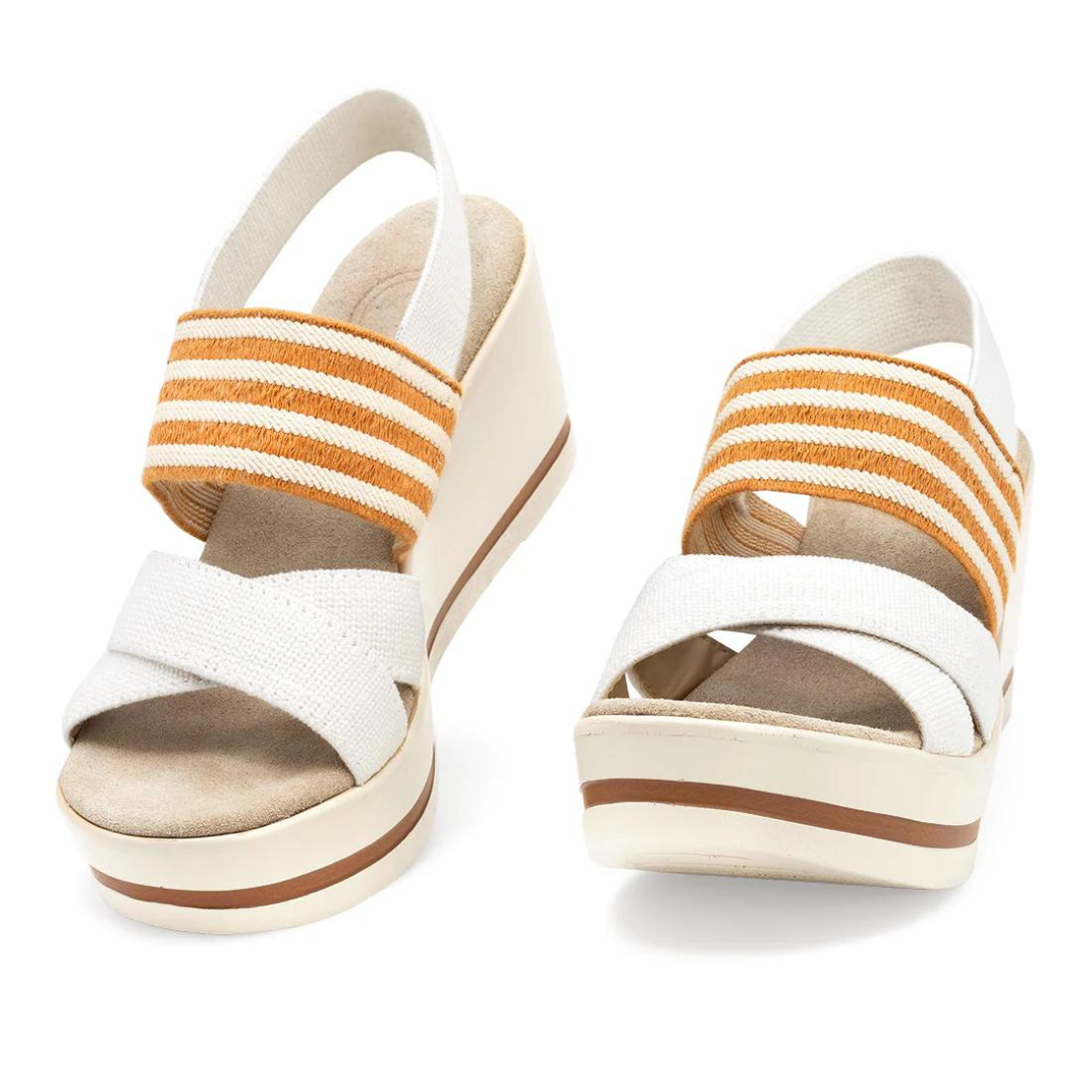 Charleston Paris Wedge - White & Mustard