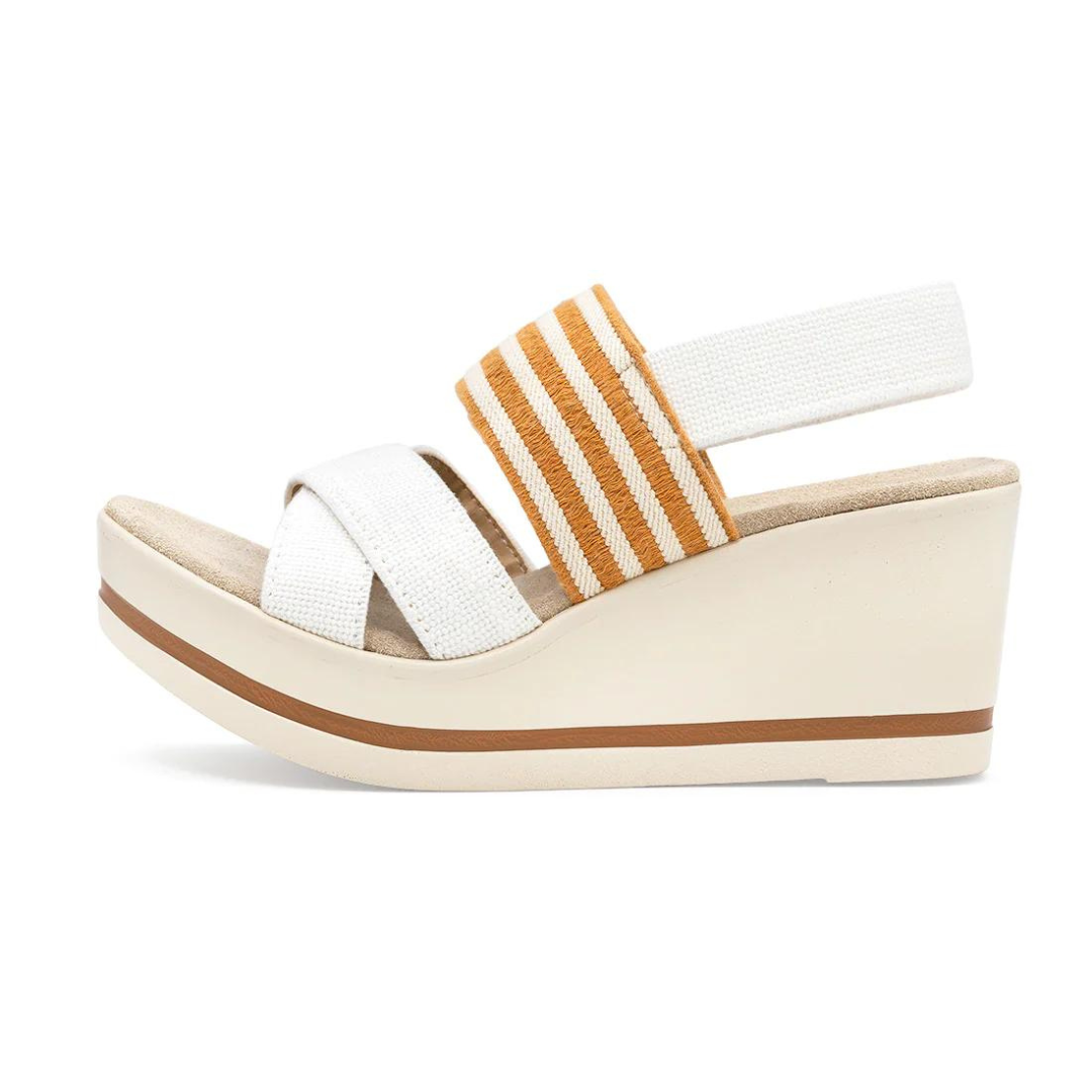 Charleston Paris Wedge - White & Mustard