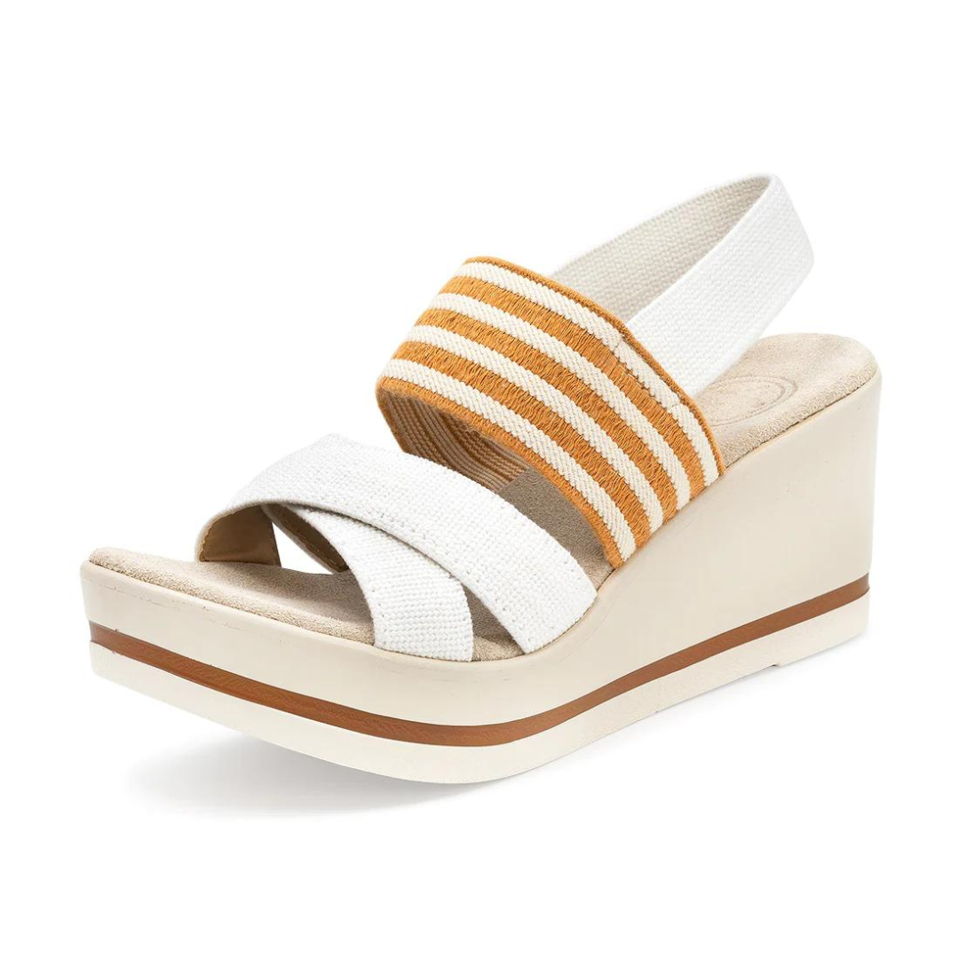 Charleston Paris Wedge - White & Mustard