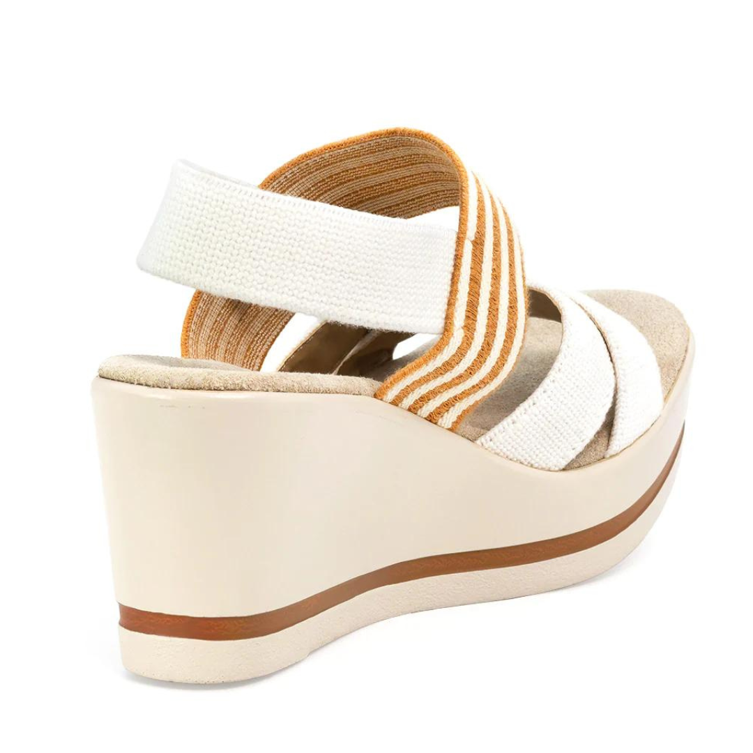 Charleston Paris Wedge - White & Mustard