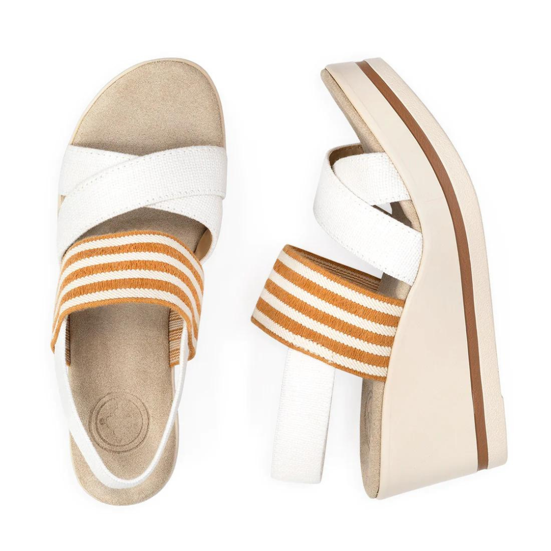 Charleston Paris Wedge - White & Mustard