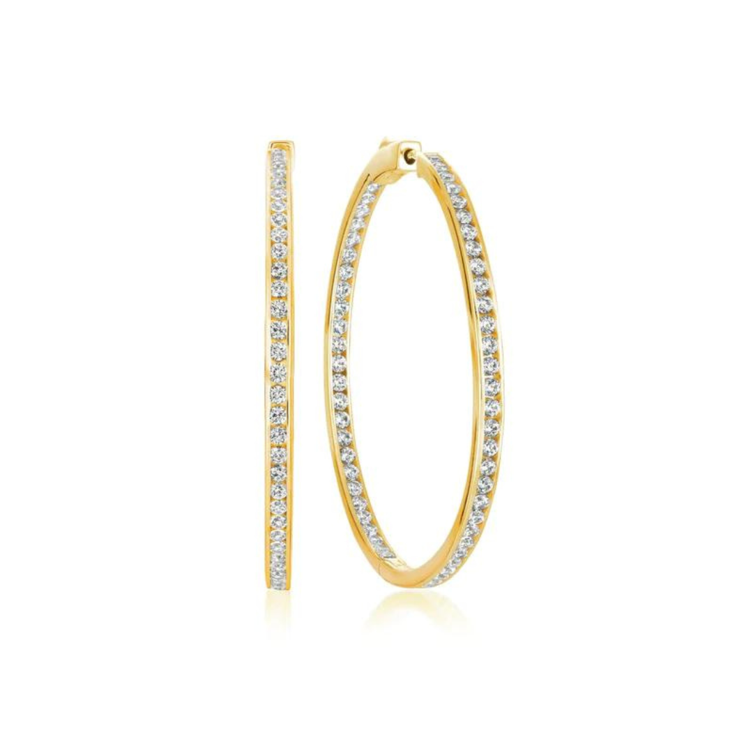 Crislu 1.3" Classic Inside Out Hoop Earrings