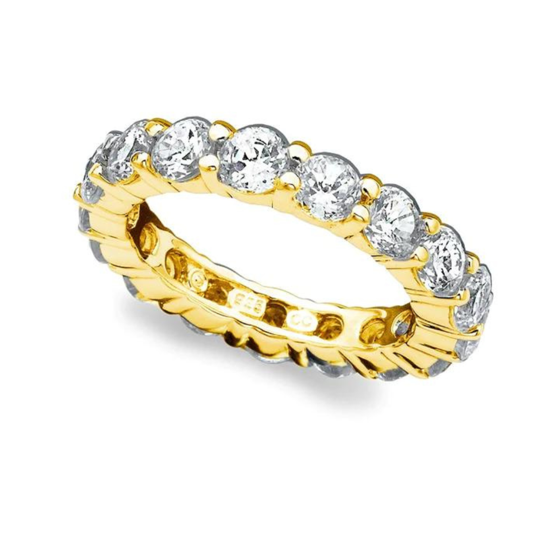 Crislu Brilliant Round Cut Eternity Band Ring - 18k Gold