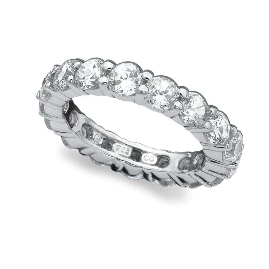 Crislu Brilliant Round Cut Eternity Band Ring - Platinum