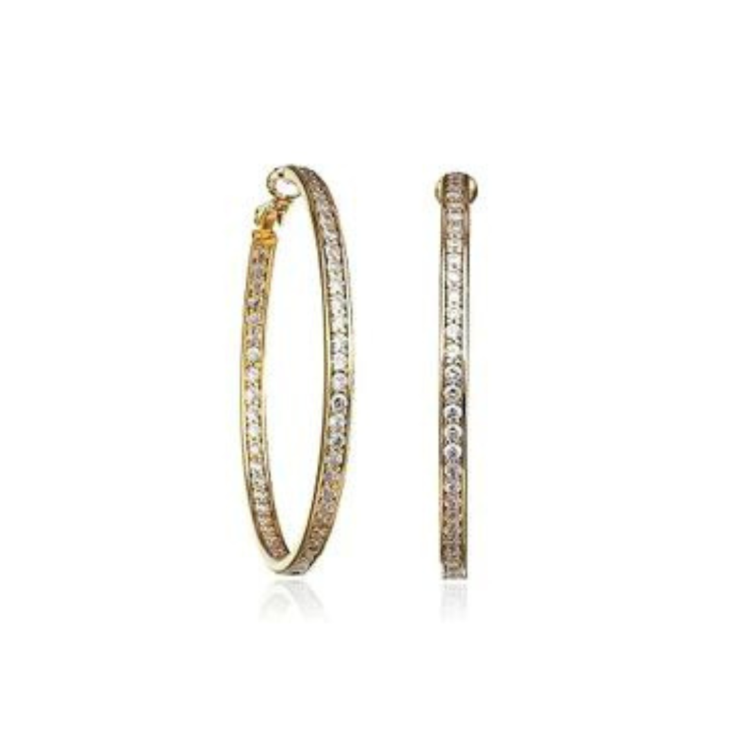 Crislu 1.5" Classic Inside Out Hoop Earrings - 2.50 Carats