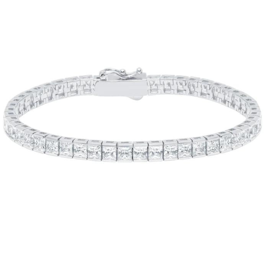 Crislu Classic Large Princess Tennis Bracelet - Platinum