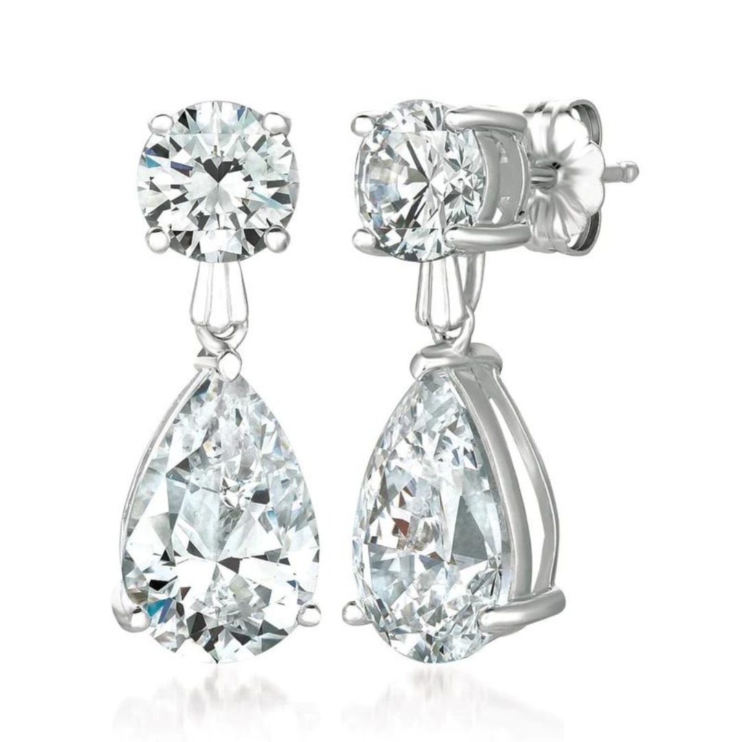 Crislu Classic Pear Drop Earrings - Platinum