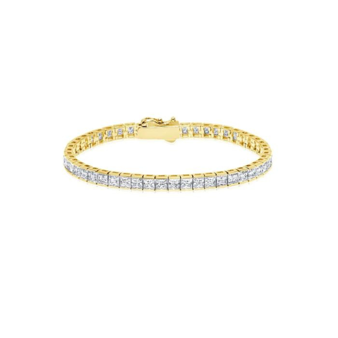 Crislu Mens Square Cut Tennis Bracelet - 18k Gold