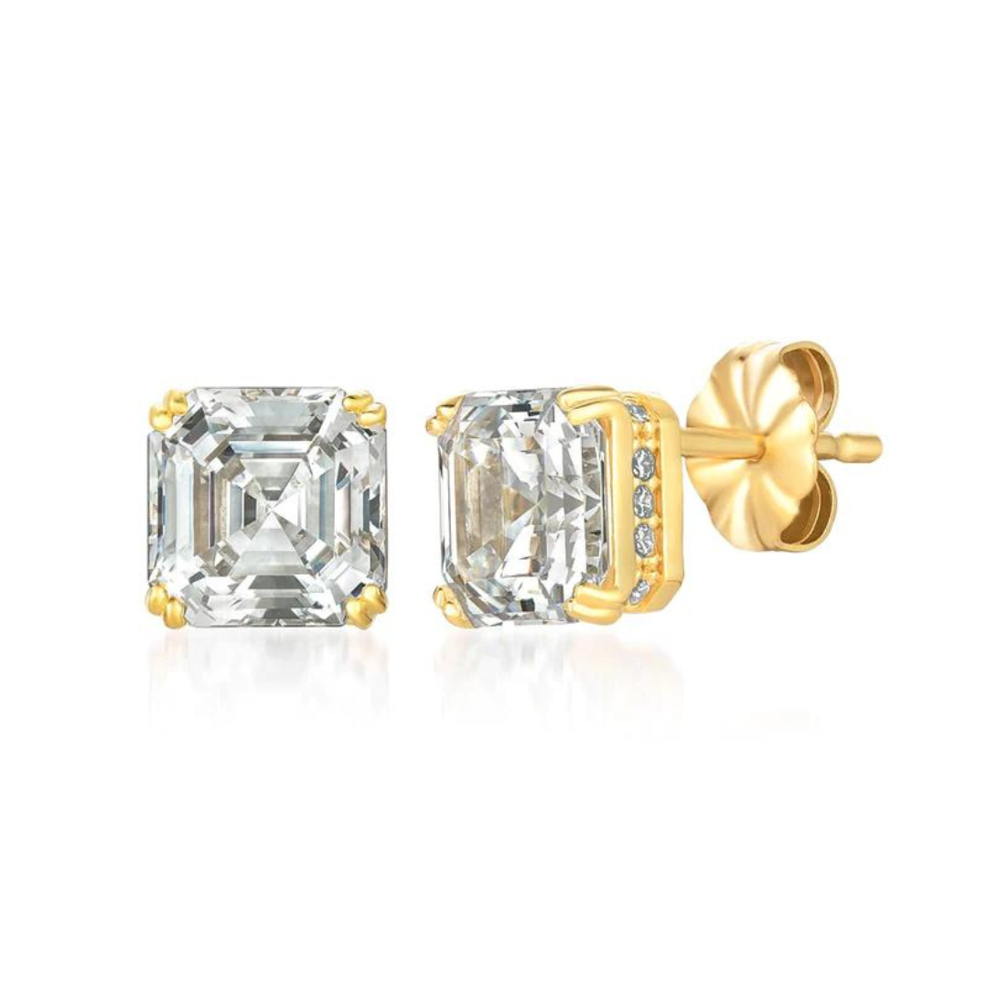 Crislu Royal Asscher Cut Stud Earrings