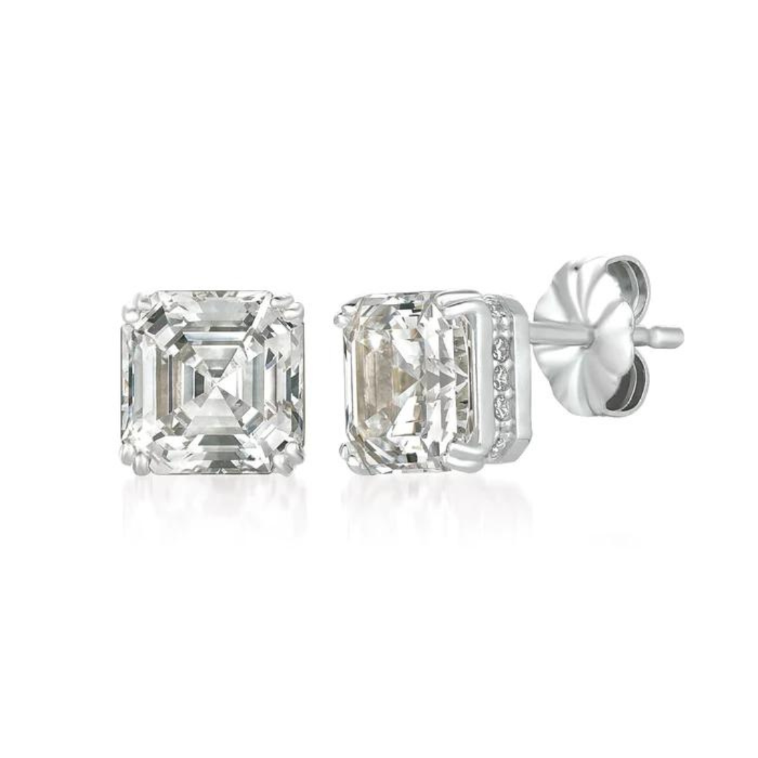 Crislu Royal Asscher Cut Stud Earrings