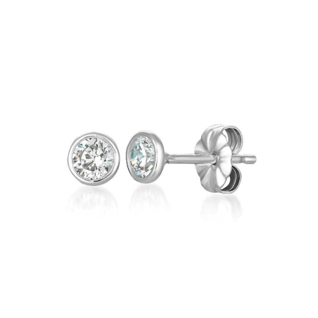 Crislu Solitaire Bezel Set Earrings