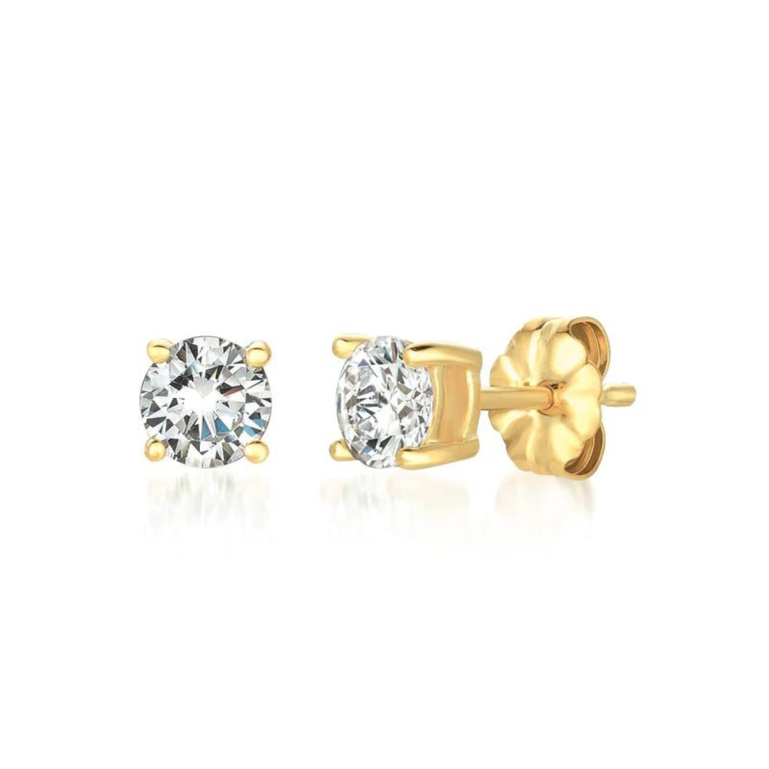 Crislu Solitaire Brilliant Stud Earrings - 1.0 Carats