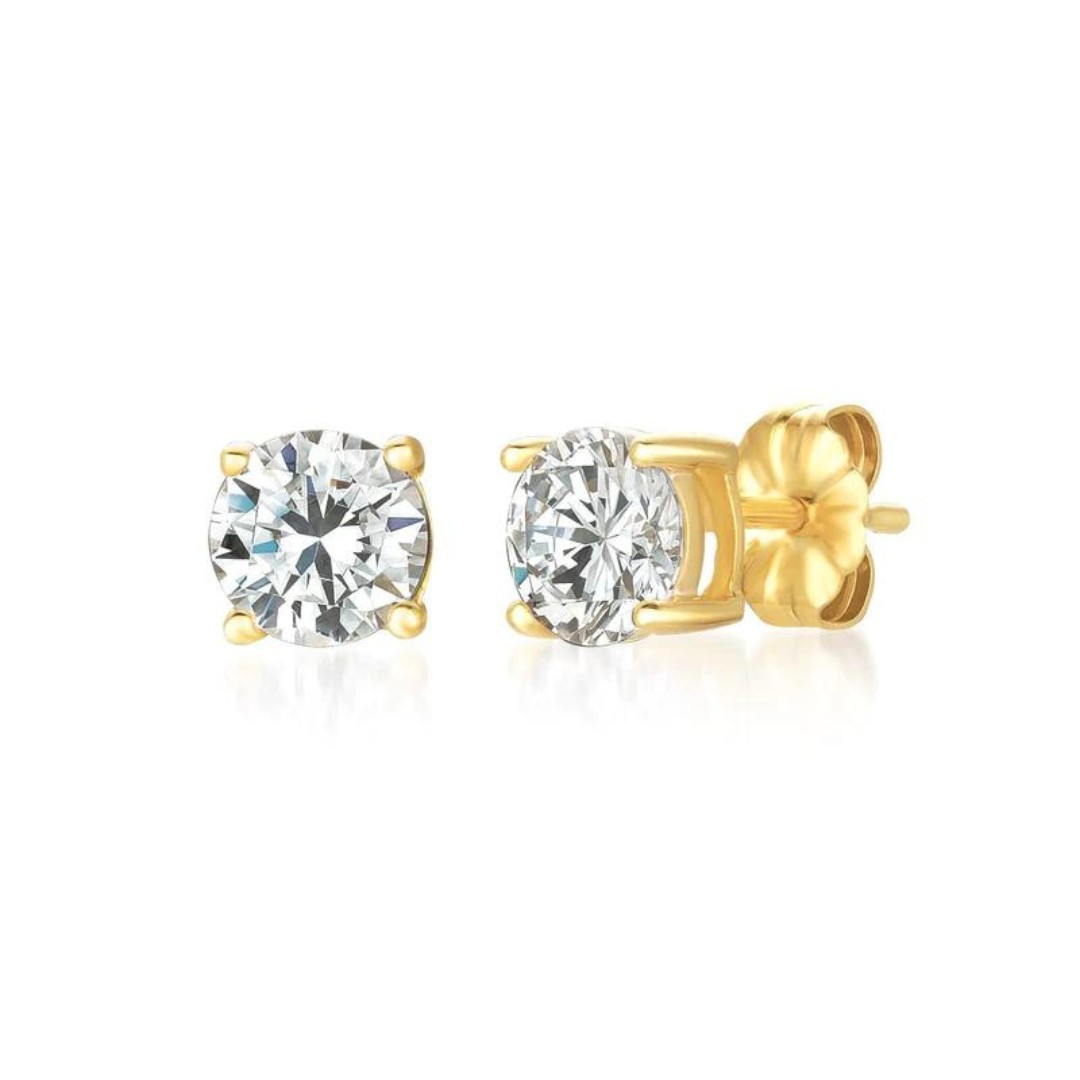 Crislu Solitaire Brilliant Stud Earrings - 1.5 Carats