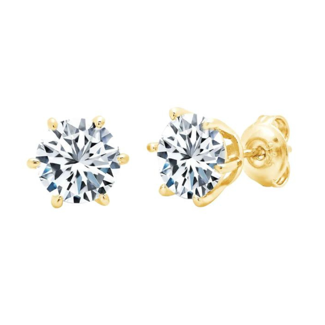 Crislu 6 Prong Solitaire Brilliant Stud Earrings