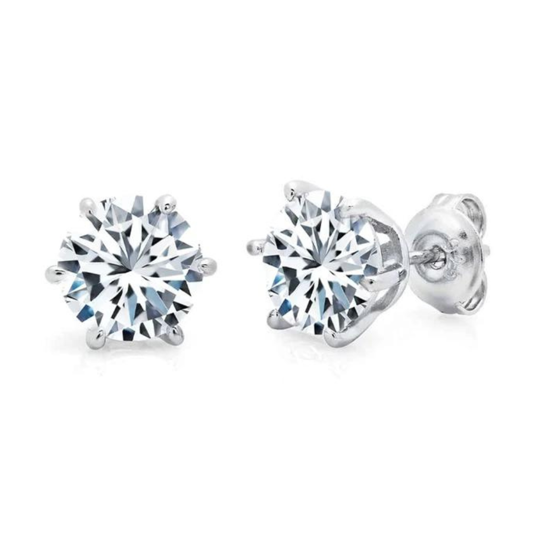 Crislu 6 Prong Solitaire Brilliant Stud Earrings