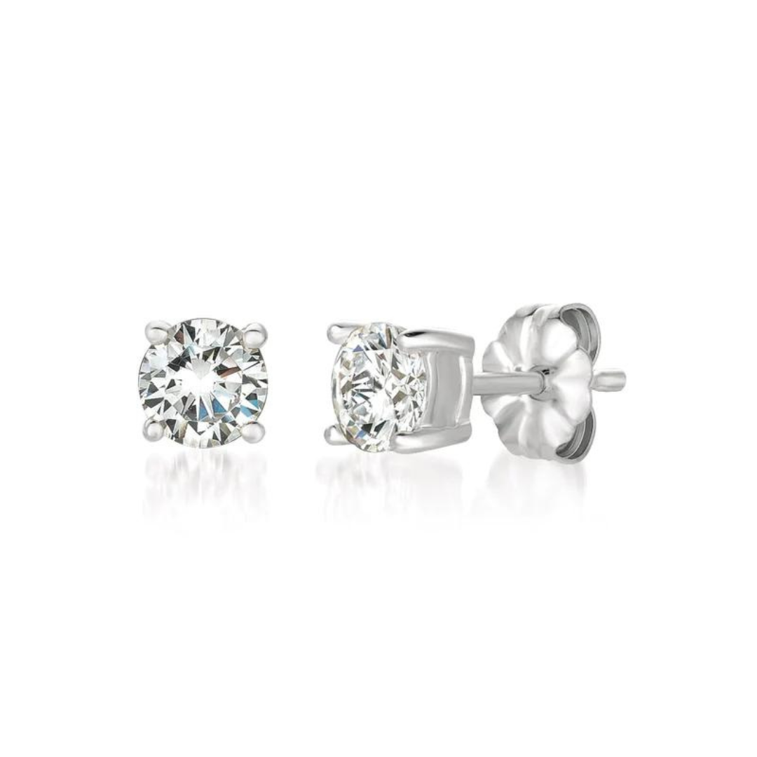 Crislu Solitaire Brilliant Stud Earrings - 1.0 Carats