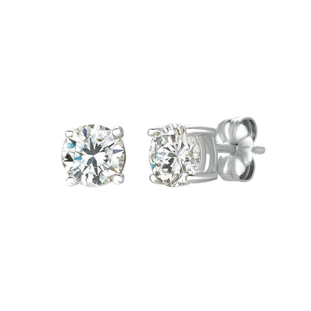 Crislu Solitaire Brilliant Stud Earrings - 1.5 Carats