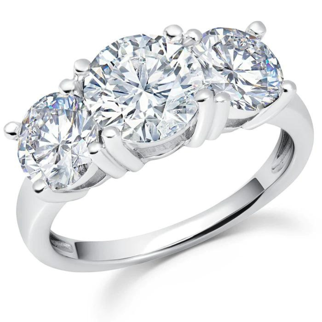 Crislu Classic 3 Stone Ring - Platinum