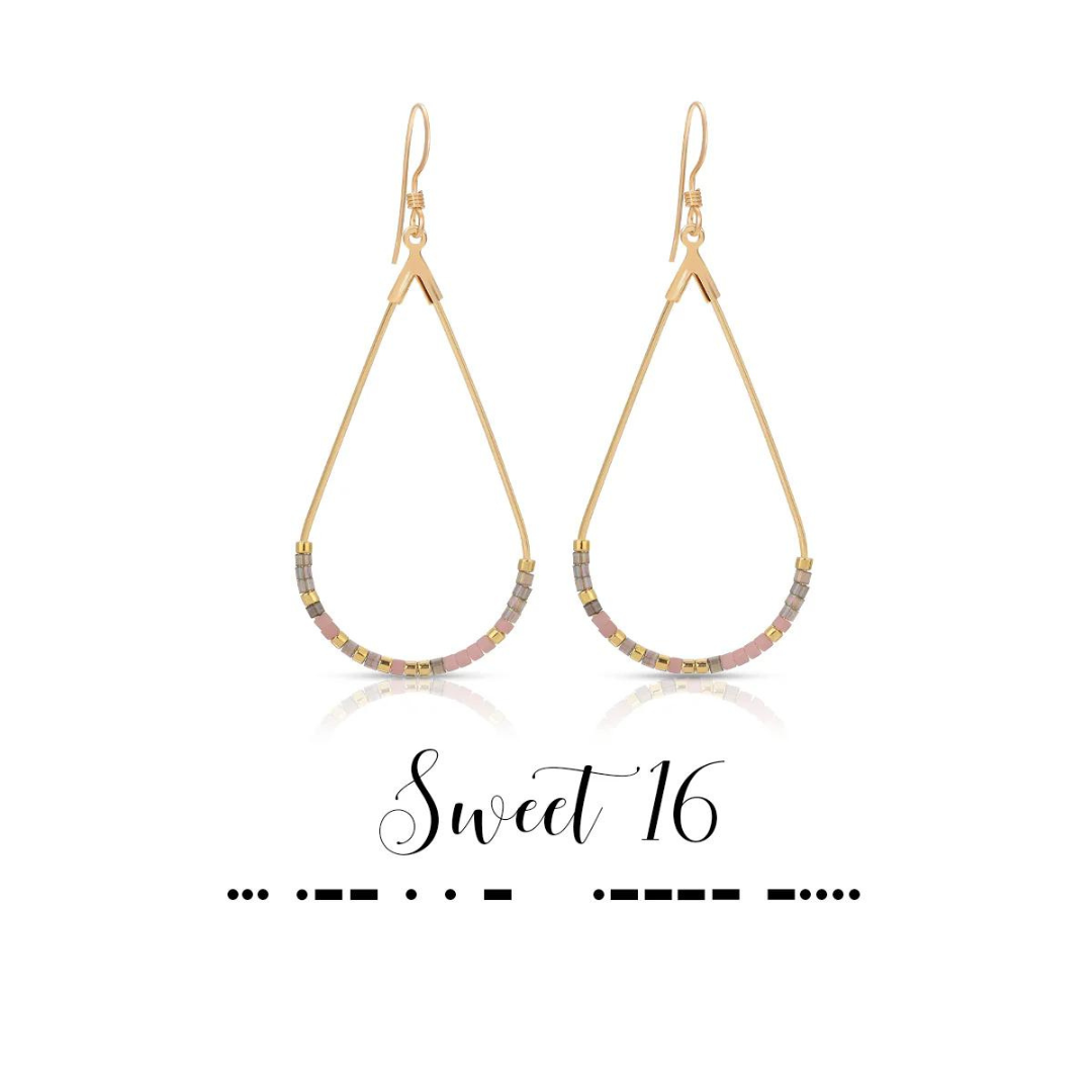 Dot & Dash Morse Code Earrings - Sweet 16