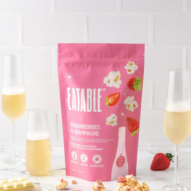 Eatable Strawberries & Champagne White Chocolate Popcorn - The Cottage