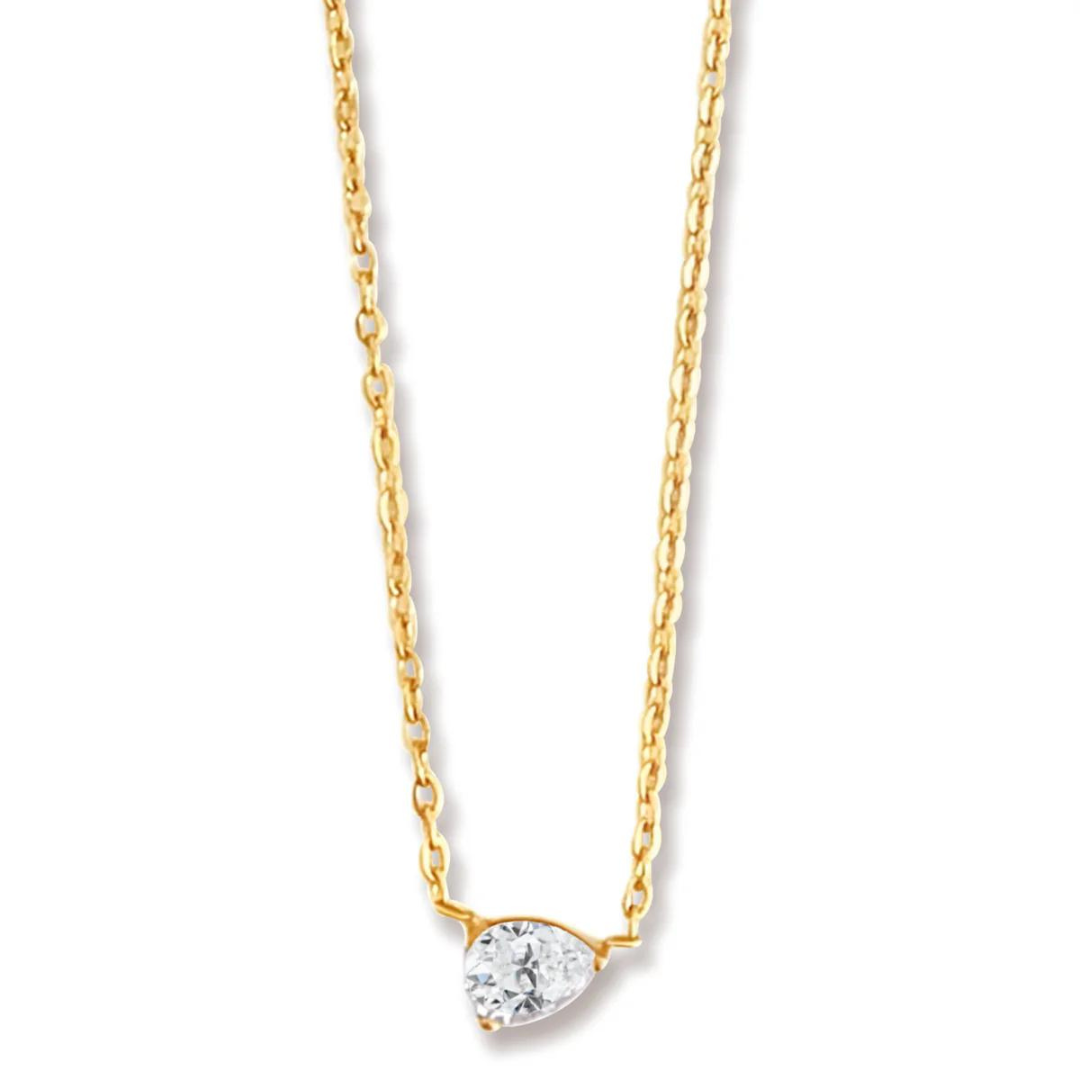 Ellie Vail Lola Solitaire Sideways Pear Necklace - Gold - The Cottage