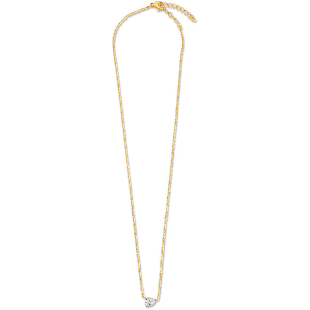 Ellie Vail Lola Solitaire Sideways Pear Necklace - Gold - The Cottage