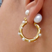 Ellie Vail Nicoletta Pearl Hoop Earrings - Gold - The Cottage