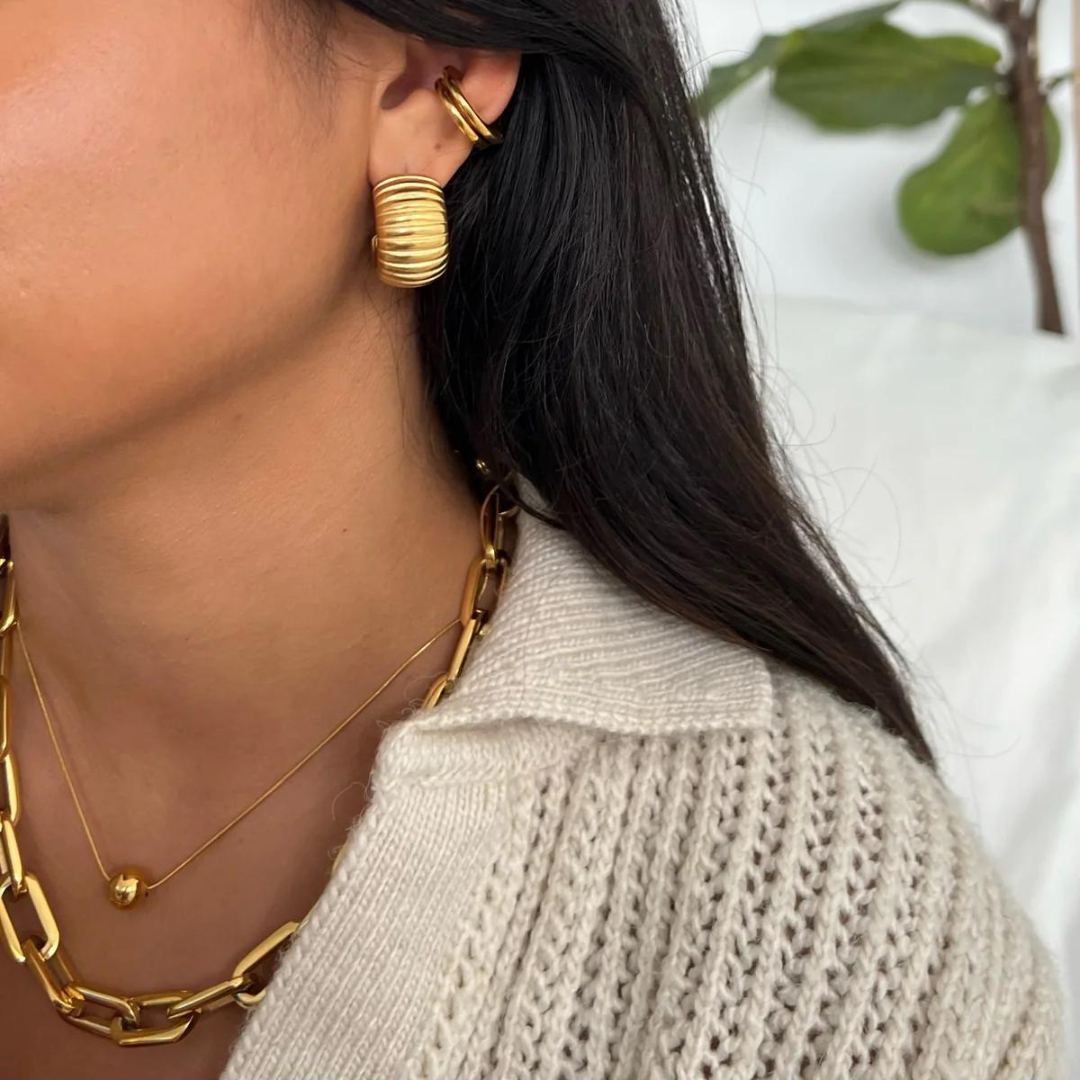 Ellie Vail Peyton Chunky Hoop Earrings - Gold - The Cottage